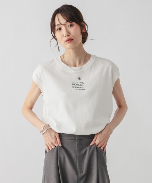 GLOBAL WORK(グローバルワーク)の「冷感コットンプリントノースリーブ/636808(Tシャツ/カットソー・レディース・レッド/ダークブラウン/ホワイト/ブラック・LARGE/MEDIUM)」の2枚目の写真