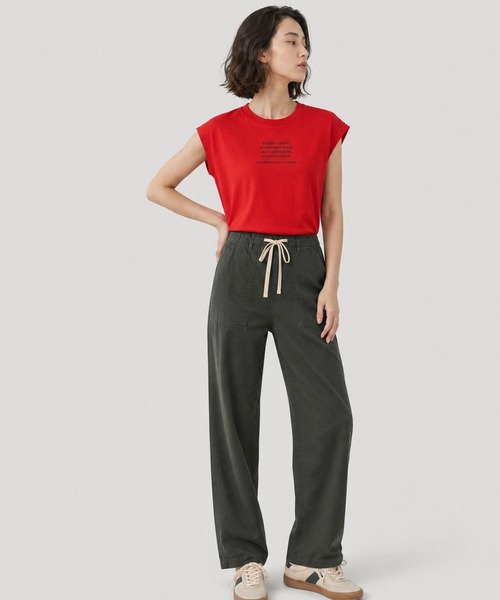 GLOBAL WORK(グローバルワーク)の「冷感コットンプリントノースリーブ/636808(Tシャツ/カットソー・レディース・レッド/ダークブラウン/ホワイト/ブラック・LARGE/MEDIUM)」の6枚目の写真