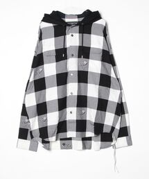 BLOCK CHECK HOODED SHIRT
