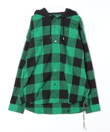 BLOCK CHECK HOODED SHIRT