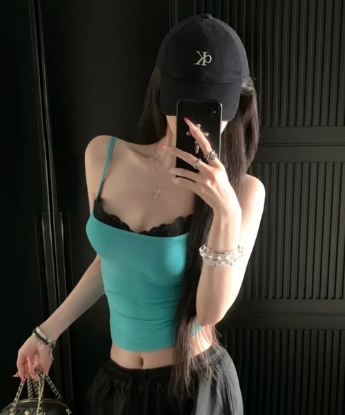 gossip!ロサンゼルス(ゴシップロサンゼルス)の「【Y2Kガーリー】 ミントコア* ミントレースタンク(Tシャツ/カットソー・レディース・ミント/ブラック/ホワイト・S/M/L)」の6枚目の写真