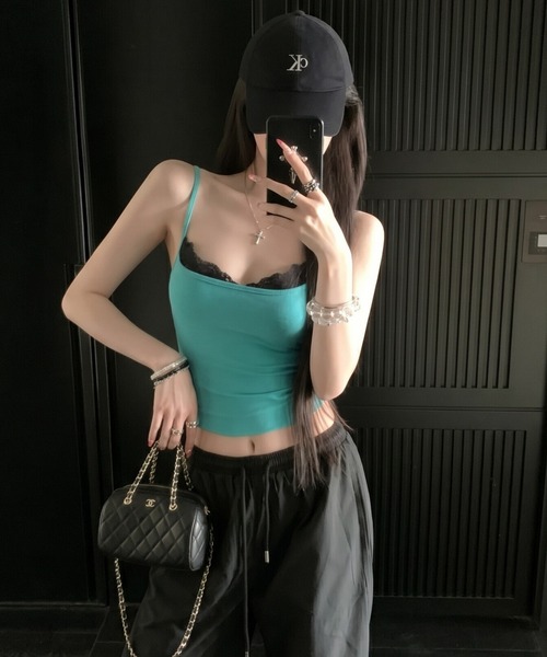 gossip!ロサンゼルス(ゴシップロサンゼルス)の「【Y2Kガーリー】 ミントコア* ミントレースタンク(Tシャツ/カットソー・レディース・ミント/ブラック/ホワイト・S/M/L)」の7枚目の写真