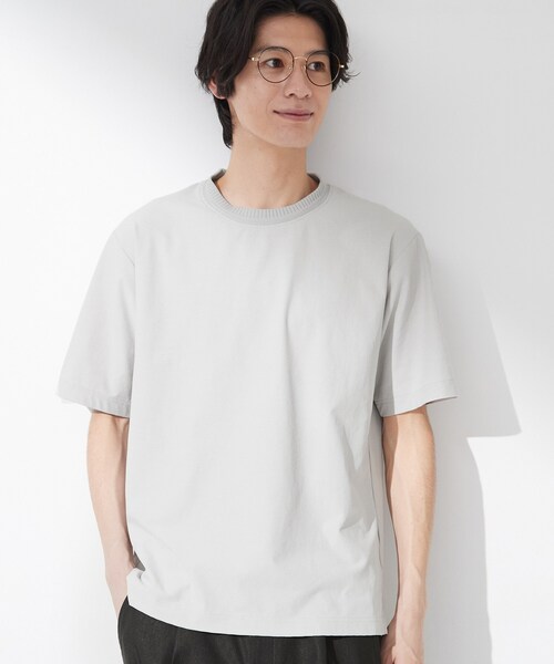 THE SHOP TK (ザ ショップ ティーケー )の「【吸水速乾/UVカット/接触冷感】ミニリップル半袖Tシャツ(Tシャツ/カットソー・メンズ・ライトグレー/オフホワイト/ネイビー・02/03/04)」の3枚目の写真
