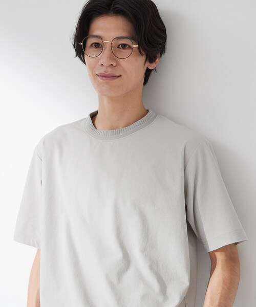 THE SHOP TK (ザ ショップ ティーケー )の「【吸水速乾/UVカット/接触冷感】ミニリップル半袖Tシャツ(Tシャツ/カットソー・メンズ・ライトグレー/オフホワイト/ネイビー・02/03/04)」の8枚目の写真