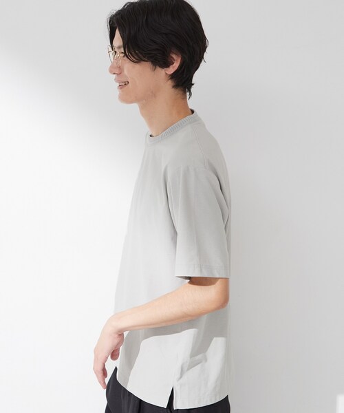 THE SHOP TK (ザ ショップ ティーケー )の「【吸水速乾/UVカット/接触冷感】ミニリップル半袖Tシャツ(Tシャツ/カットソー・メンズ・ライトグレー/オフホワイト/ネイビー・02/03/04)」の9枚目の写真