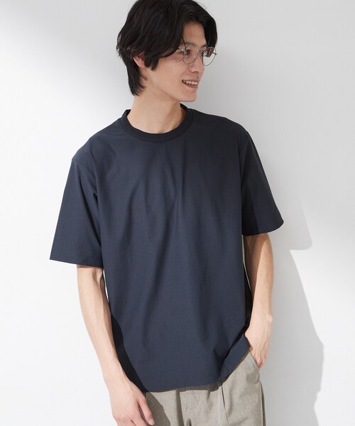 THE SHOP TK (ザ ショップ ティーケー )の「【吸水速乾/UVカット/接触冷感】ミニリップル半袖Tシャツ(Tシャツ/カットソー・メンズ・ライトグレー/オフホワイト/ネイビー・02/03/04)」の12枚目の写真