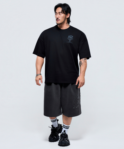 PHYSICAL GARMENTS（フィジカルガーメンツ）の「P2647 アーカイブクラックジャイアント半袖 [4COLOR]（Tシャツ/カットソー・メンズ・ブラック/ホワイト/チャコール/ダークグリーン・MEDIUM/LARGE/X-LARGE/XX-LARGE）」の11枚目の写真