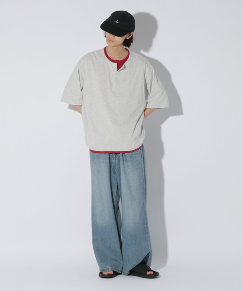 LAKOLE（ラコレ）の「フェイクヘンリーネックＴ / 869674（Tシャツ/カットソー・メンズ・ホワイト/ブラック/ネイビー・MEDIUM/LARGE）」の4枚目の写真
