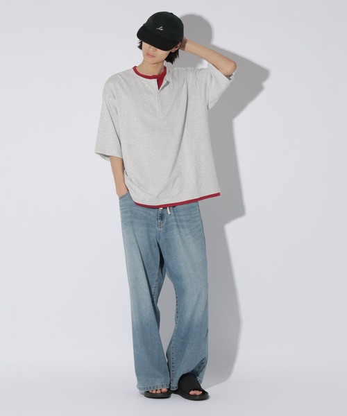 LAKOLE（ラコレ）の「フェイクヘンリーネックＴ / 869674（Tシャツ/カットソー・メンズ・ホワイト/ブラック/ネイビー・MEDIUM/LARGE）」の5枚目の写真