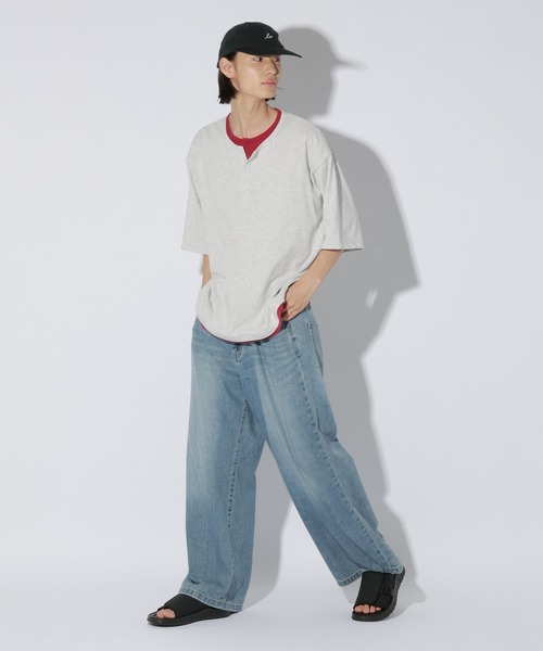 LAKOLE（ラコレ）の「フェイクヘンリーネックＴ / 869674（Tシャツ/カットソー・メンズ・ホワイト/ブラック/ネイビー・MEDIUM/LARGE）」の6枚目の写真
