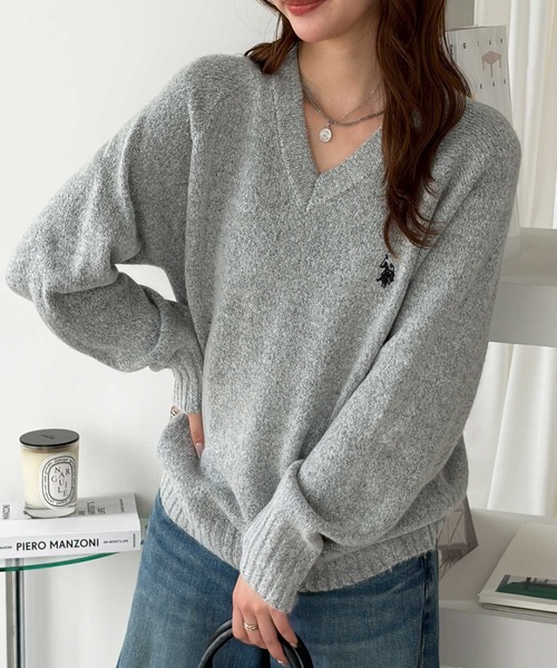 U.S. POLO ASSN.(ユーエスポロアッスン)の「GeeRA別注【U.S. POLO ASSN.】Vネックニット(ニット/セーター・レディース・ネイビー/グレー・X-LARGE/LARGE/MEDIUM/SMALL)」の12枚目の写真