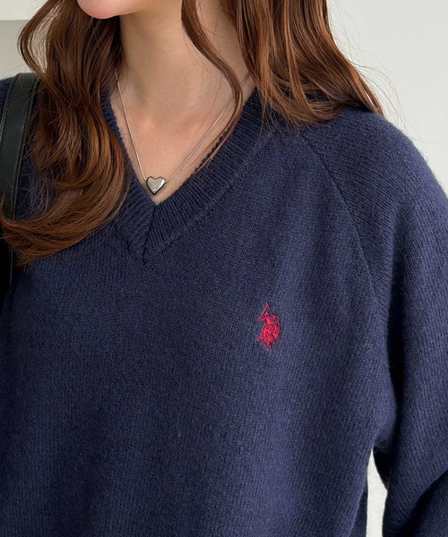 U.S. POLO ASSN.(ユーエスポロアッスン)の「GeeRA別注【U.S. POLO ASSN.】Vネックニット(ニット/セーター・レディース・ネイビー/グレー・X-LARGE/LARGE/MEDIUM/SMALL)」の5枚目の写真