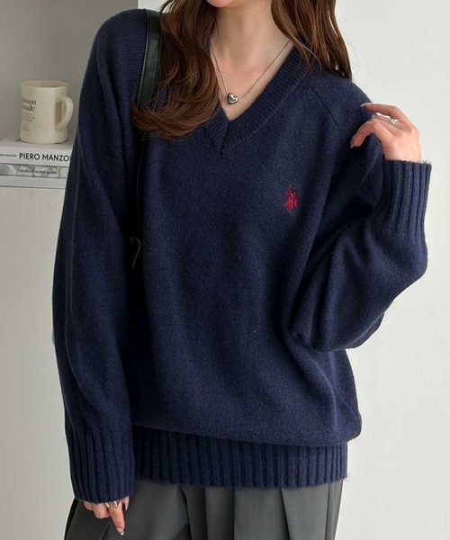 U.S. POLO ASSN.(ユーエスポロアッスン)の「GeeRA別注【U.S. POLO ASSN.】Vネックニット(ニット/セーター・レディース・ネイビー/グレー・X-LARGE/LARGE/MEDIUM/SMALL)」の16枚目の写真