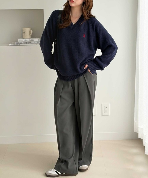 U.S. POLO ASSN.(ユーエスポロアッスン)の「GeeRA別注【U.S. POLO ASSN.】Vネックニット(ニット/セーター・レディース・ネイビー/グレー・X-LARGE/LARGE/MEDIUM/SMALL)」の9枚目の写真