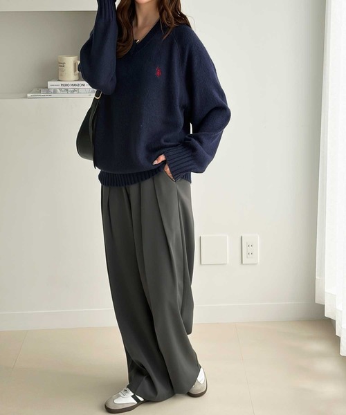 U.S. POLO ASSN.(ユーエスポロアッスン)の「GeeRA別注【U.S. POLO ASSN.】Vネックニット(ニット/セーター・レディース・ネイビー/グレー・X-LARGE/LARGE/MEDIUM/SMALL)」の10枚目の写真