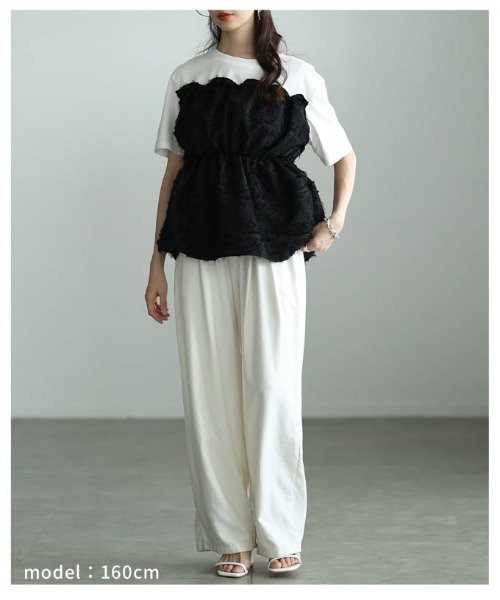 Sawa a la mode(サワアラモード)の「ビスチェドッキングカットソー(Tシャツ/カットソー・レディース・ブラック/ブラック×ホワイト・FREE)」の14枚目の写真