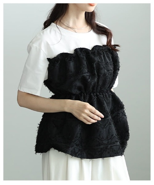 Sawa a la mode(サワアラモード)の「ビスチェドッキングカットソー(Tシャツ/カットソー・レディース・ブラック/ブラック×ホワイト・FREE)」の15枚目の写真