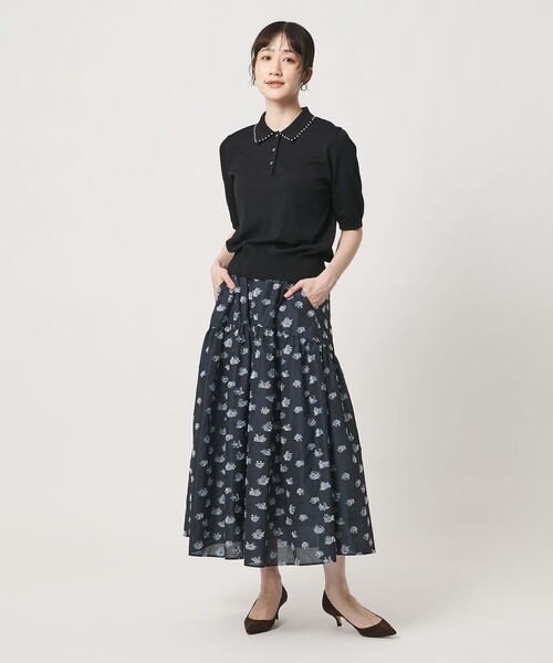 UNITED ARROWS（ユナイテッドアローズ）の「ブーケ カットジャガード スカート（スカート・レディース・ブラック/ネイビー・38/36）」の4枚目の写真