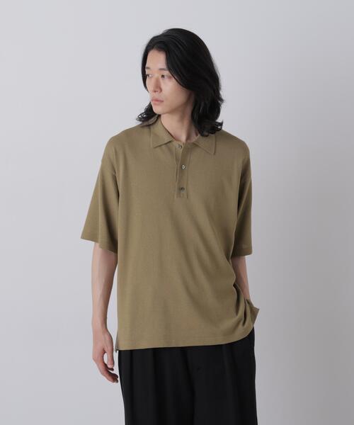 YLEVE(イレーヴ)の「YLEVE / WASHI COTTON PAPER KNIT POLO(ポロシャツ・メンズ・レッド系その他4/カーキ/ブラック・4)」の3枚目の写真