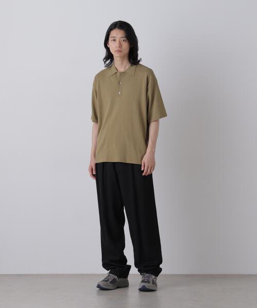 YLEVE(イレーヴ)の「YLEVE / WASHI COTTON PAPER KNIT POLO(ポロシャツ・メンズ・レッド系その他4/カーキ/ブラック・4)」の16枚目の写真