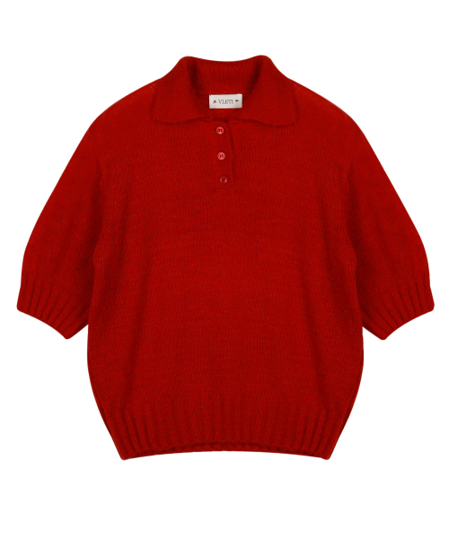 VLETI（ブレッティ）の「Button Collar Half Knit (Red)（ニット/セーター・レディース・レッド・FREE）」の2枚目の写真