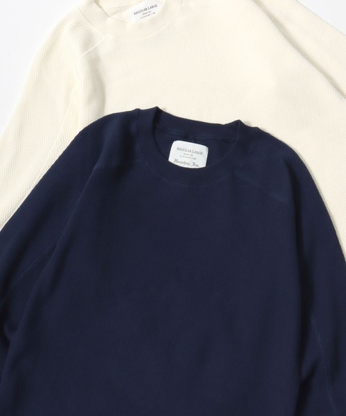 HOUSTON（ヒューストン）の「HOUSTON/ヒューストン Heavy Thermal Crew Tee/ヘビーサーマル ワッフル 無地 クルーネック 長袖Tシャツ/ロングスリーブTシャツ/ロンT/レディース メンズ（Tシャツ/カットソー・メンズ・ネイビー/ブラック/オフホワイト/グレー・M/L/XL）」の4枚目の写真