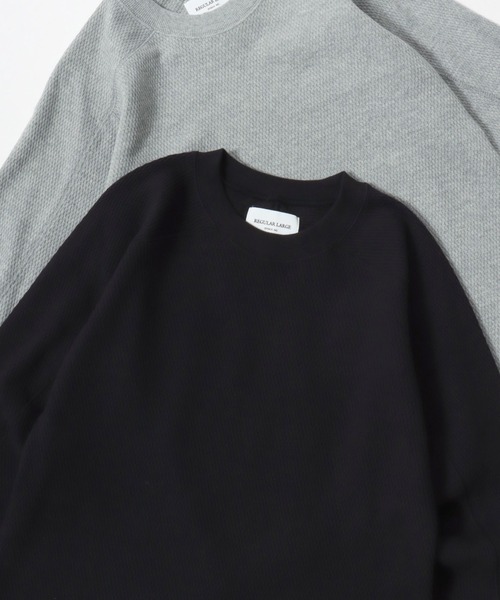 HOUSTON（ヒューストン）の「HOUSTON/ヒューストン Heavy Thermal Crew Tee/ヘビーサーマル ワッフル 無地 クルーネック 長袖Tシャツ/ロングスリーブTシャツ/ロンT/レディース メンズ（Tシャツ/カットソー・メンズ・ネイビー/ブラック/オフホワイト/グレー・M/L/XL）」の2枚目の写真