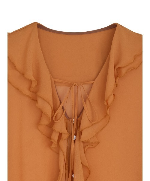 Ameri(アメリ)の「SHEER TWIST FRILL BLOUSE(シャツ/ブラウス・レディース・オレンジ/アイボリー/ブラック・FREE)」の12枚目の写真