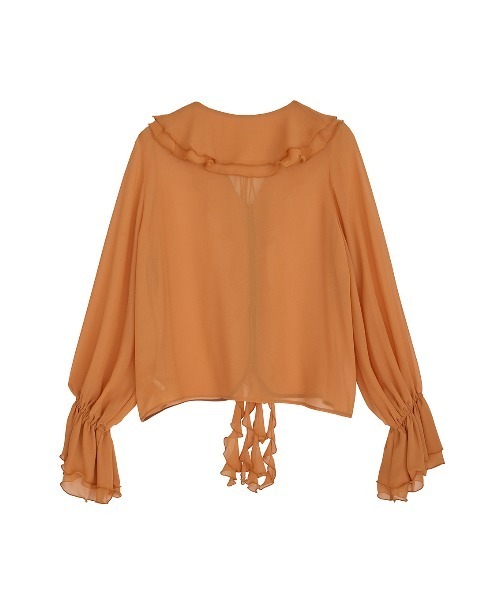 Ameri(アメリ)の「SHEER TWIST FRILL BLOUSE(シャツ/ブラウス・レディース・オレンジ/アイボリー/ブラック・FREE)」の16枚目の写真