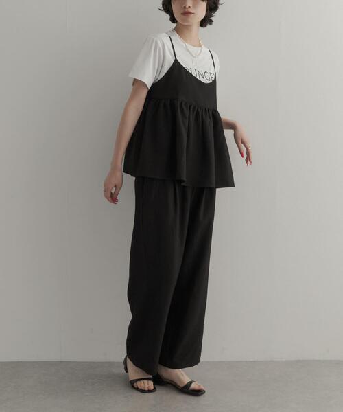 URBAN RESEARCH DOORS(アーバンリサーチドアーズ)の「バックリボンキャミ付きイージーパンツ(ワンピース・レディース・ブラック/ブラウン・FREE)」の4枚目の写真