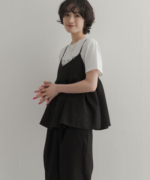URBAN RESEARCH DOORS(アーバンリサーチドアーズ)の「バックリボンキャミ付きイージーパンツ(ワンピース・レディース・ブラック/ブラウン・FREE)」の6枚目の写真