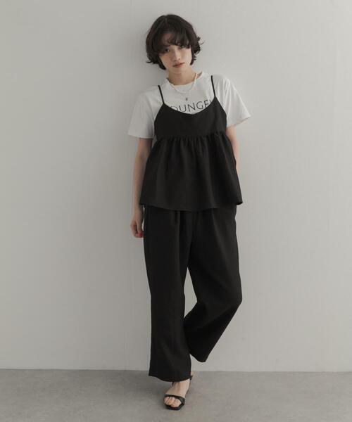 URBAN RESEARCH DOORS(アーバンリサーチドアーズ)の「バックリボンキャミ付きイージーパンツ(ワンピース・レディース・ブラック/ブラウン・FREE)」の9枚目の写真