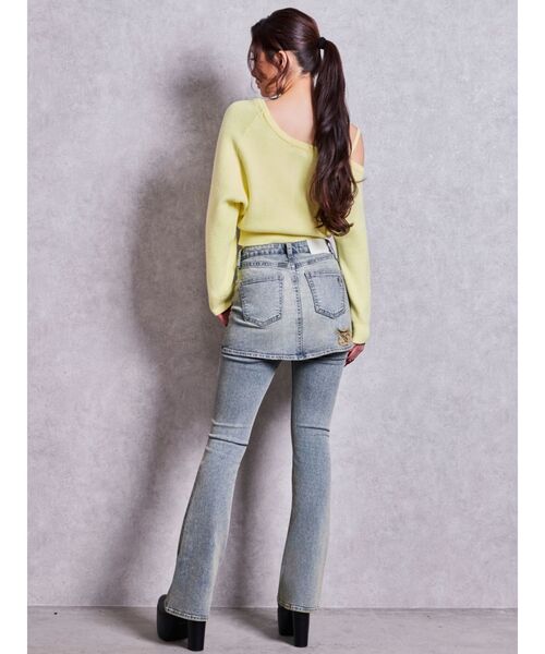GYDA（ジェイダ）の「ハイウエストスカートレイヤードダメージフレアデニムパンツ（デニムパンツ・レディース・ライトブルー/インディゴブルー・MEDIUM/SMALL/X-SMALL）」の20枚目の写真