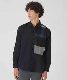 クレストブリッジチェックニットドッキングシャツ