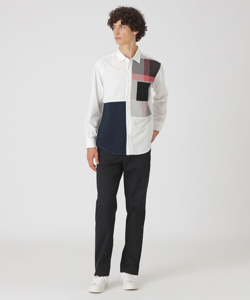 BLACK LABEL CRESTBRIDGE(ブラックレーベル・クレストブリッジ)の「クレストブリッジチェックニットドッキングシャツ(シャツ/ブラウス・メンズ・オフホワイト/ブラック・XL/S/L/M)」の3枚目の写真