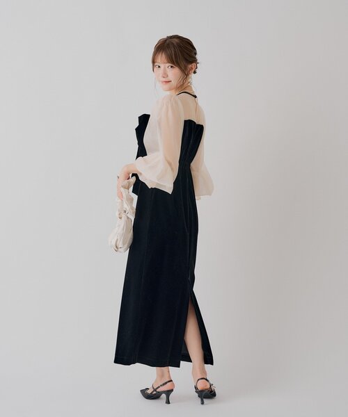 Chico(チコ)の「REVIVAL【SALON by Chico】配色シアーリボンベロアワンピース / オケージョン(ドレス・レディース・ブラウン系その他3/ブラック系その他3/チャコールグレー/ブラック・FREE/MEDIUM)」の18枚目の写真