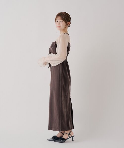 Chico(チコ)の「REVIVAL【SALON by Chico】配色シアーリボンベロアワンピース / オケージョン(ドレス・レディース・ブラウン系その他3/ブラック系その他3/チャコールグレー/ブラック・FREE/MEDIUM)」の22枚目の写真