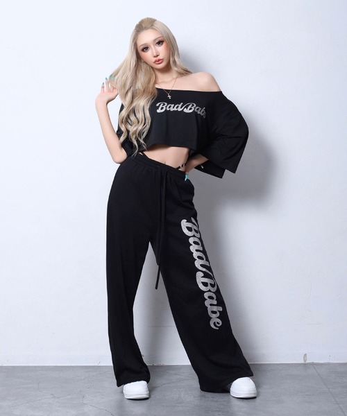 BLACKQUEEN(ブラッククイーン)の「【BLACKQUEEN】ラメロゴオフショルTシャツ(Tシャツ/カットソー・レディース・ホワイト/ブラック・M)」の12枚目の写真