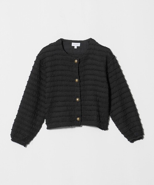 green label relaxing(グリーンレーベルリラクシング)の「カットジャガード カーディガン / キッズ 120cm-160cm(カーディガン/ボレロ・キッズ・ブラック/ブラウン系・140cm/130cm/160cm/150cm/120cm)」の2枚目の写真