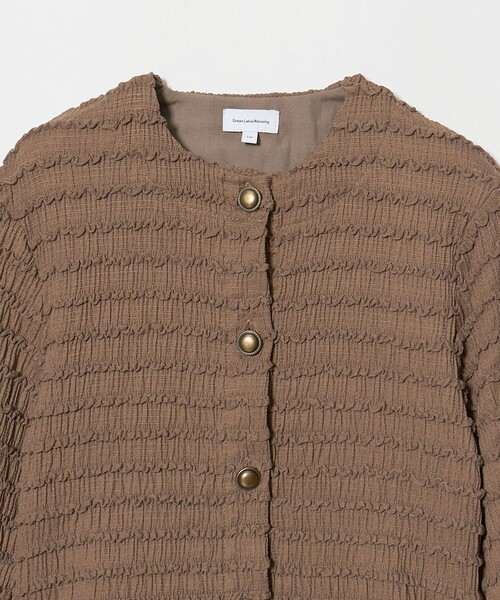 green label relaxing(グリーンレーベルリラクシング)の「カットジャガード カーディガン / キッズ 120cm-160cm(カーディガン/ボレロ・キッズ・ブラック/ブラウン系・140cm/130cm/160cm/150cm/120cm)」の6枚目の写真