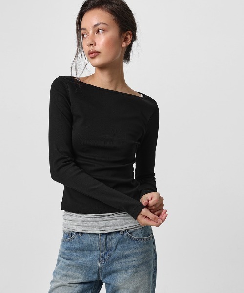 BLACKUP（ブラックアップ）の「[B-BASIC] テンションスタンダードボートネック長袖Tシャツ（Tシャツ/カットソー・レディース・グレー/ミント/ブラック/アイボリー・MEDIUM/SMALL/LARGE）」の20枚目の写真