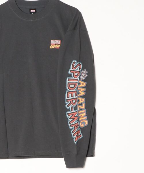 MARVEL(マーベル)の「【MARVEL/マーベル】キャプテンアメリカ&スパイダーマンUSD加工コミックプリントロングスリーブTシャツ/パイダーマン/アベンジャーズ 袖プリント&コミックプリント ピグメント風加工 クルーネック ロングスリーブTシャツ ユニセックス(Tシャツ/カットソー・メンズ・ホワイト系その他/スミクロ/ブラック系その他/アイボリー・LARGE/MEDIUM)」の14枚目の写真