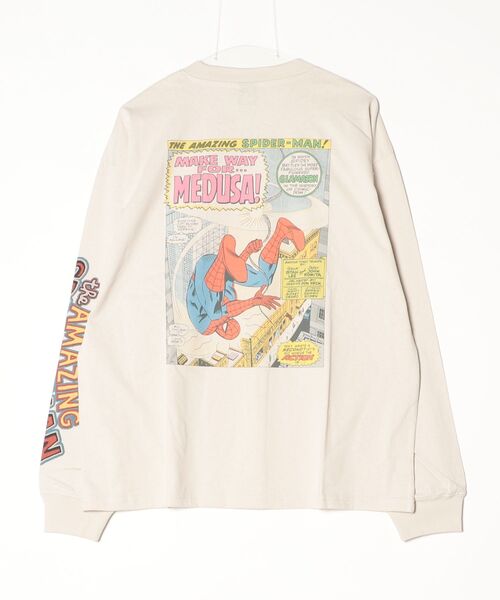MARVEL(マーベル)の「【MARVEL/マーベル】キャプテンアメリカ&スパイダーマンUSD加工コミックプリントロングスリーブTシャツ/パイダーマン/アベンジャーズ 袖プリント&コミックプリント ピグメント風加工 クルーネック ロングスリーブTシャツ ユニセックス(Tシャツ/カットソー・メンズ・ホワイト系その他/スミクロ/ブラック系その他/アイボリー・LARGE/MEDIUM)」の17枚目の写真