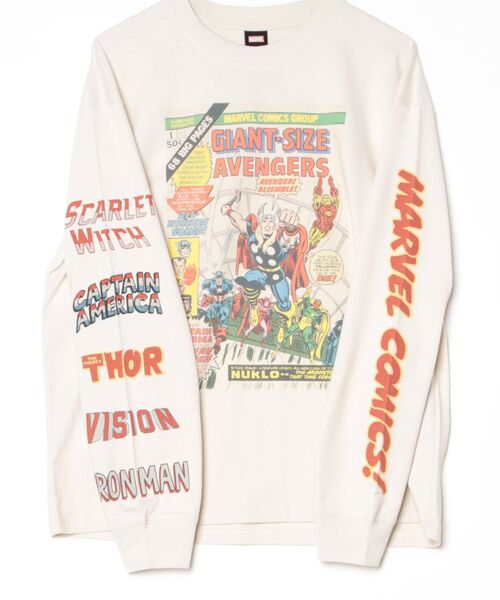 MARVEL(マーベル)の「【MARVEL/マーベル】キャプテンアメリカ&スパイダーマンUSD加工コミックプリントロングスリーブTシャツ/パイダーマン/アベンジャーズ 袖プリント&コミックプリント ピグメント風加工 クルーネック ロングスリーブTシャツ ユニセックス(Tシャツ/カットソー・メンズ・ホワイト系その他/スミクロ/ブラック系その他/アイボリー・LARGE/MEDIUM)」の19枚目の写真