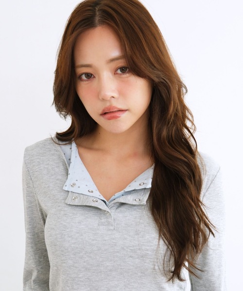 3.3 Field Trip (3.3フィールドトリップ)の「3.3 Field Trip/レイヤードヘンリーネックロングスリーブ(Tシャツ/カットソー・レディース・グレー/ネイビー/ブラウン・FREE)」の22枚目の写真