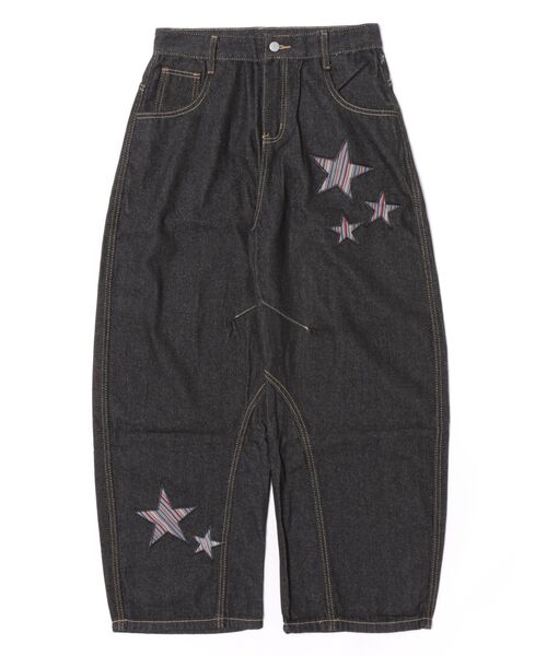 ViViDAY（ビビデー）の「ボーダー星柄　ワイドデニムパンツ（デニムパンツ・レディース・ブラック・M/L/S）」の14枚目の写真