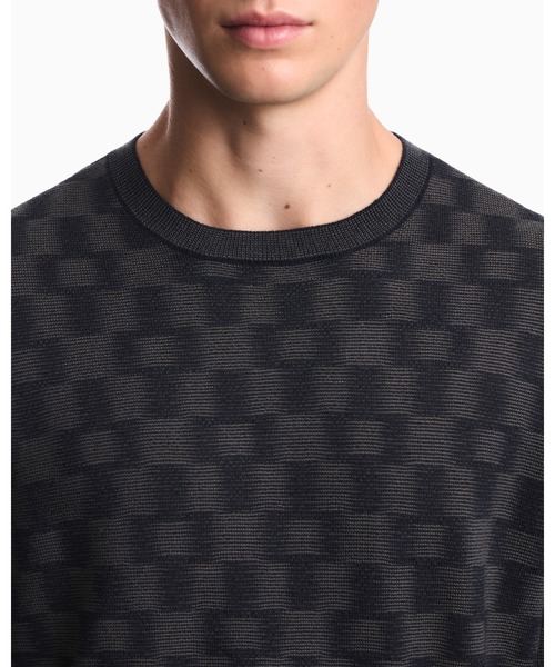 EMPORIO ARMANI（エンポリオアルマーニ）の「【エンポリオ アルマーニ】バージンウール パターンニット CAPSULE SIGNATURE（ニット/セーター・メンズ・ネイビー系/グリーン・X-LARGE/X-SMALL/LARGE/MEDIUM/SMALL）」の6枚目の写真