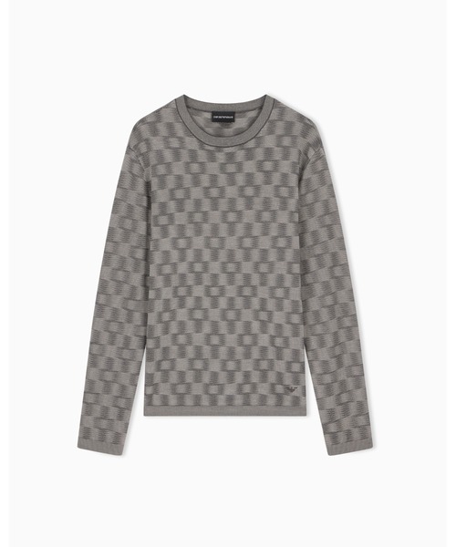 EMPORIO ARMANI（エンポリオアルマーニ）の「【エンポリオ アルマーニ】バージンウール パターンニット CAPSULE SIGNATURE（ニット/セーター・メンズ・ネイビー系/グリーン・X-LARGE/X-SMALL/LARGE/MEDIUM/SMALL）」の9枚目の写真