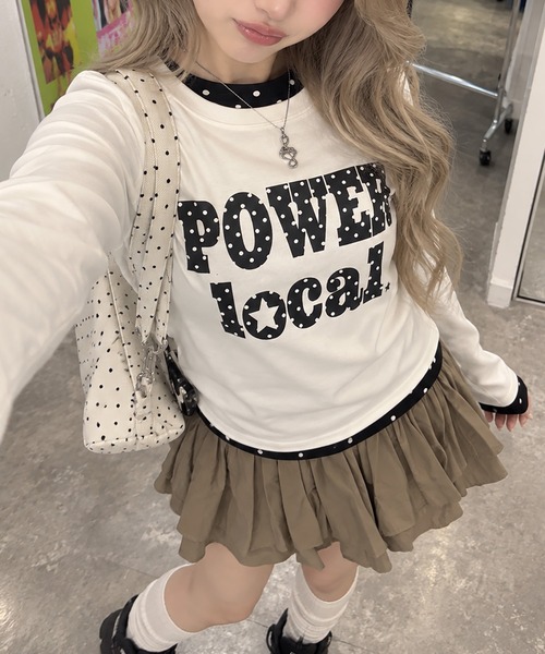 SPINNS(スピンズ)の「長袖カットソー/ドットロゴ/韓国ガーリー(Tシャツ/カットソー・レディース・ネイビー/オフホワイト/グレー・ONESIZE)」の2枚目の写真