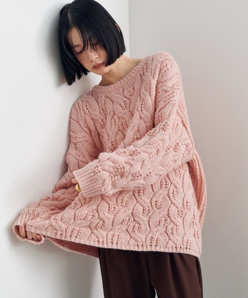 Shelly island(シェリーアイランド)の「ゆったりハニカムニット(ニット/セーター・レディース・ピンク/ブルー/ベージュ/ホワイト・FREE)」の12枚目の写真